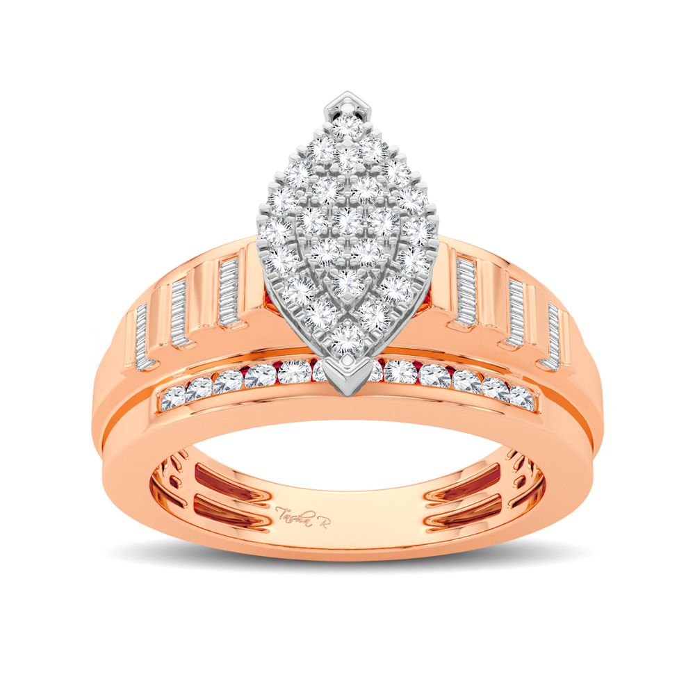 Chic 10k Rose Gold Lab Diamond Womens Statement Ring