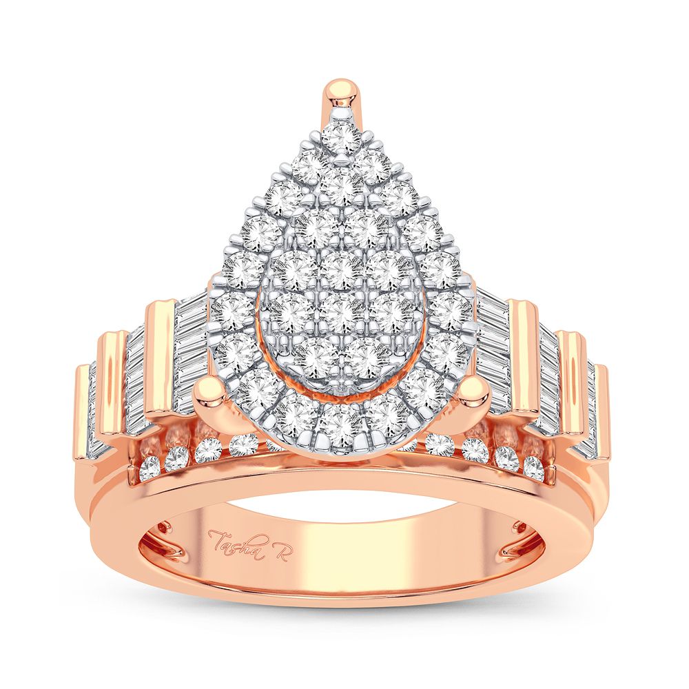 Chic 10k Rose Gold 1CT Lab Diamond Womens Fashion Ring