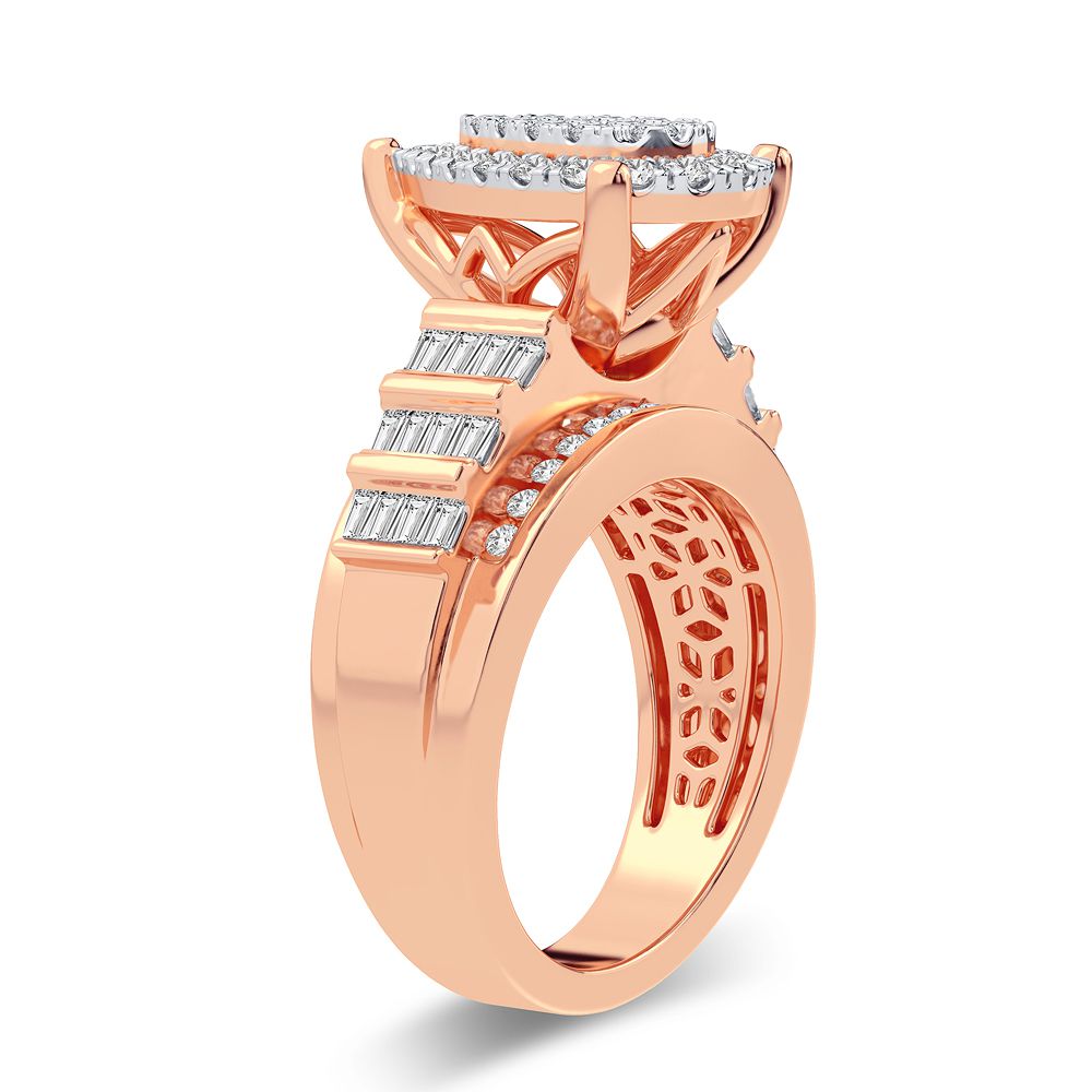 Chic 10k Rose Gold 1CT Lab Diamond Womens Fashion Ring