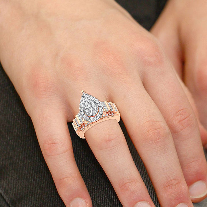 Chic 10k Rose Gold 1CT Lab Diamond Womens Fashion Ring