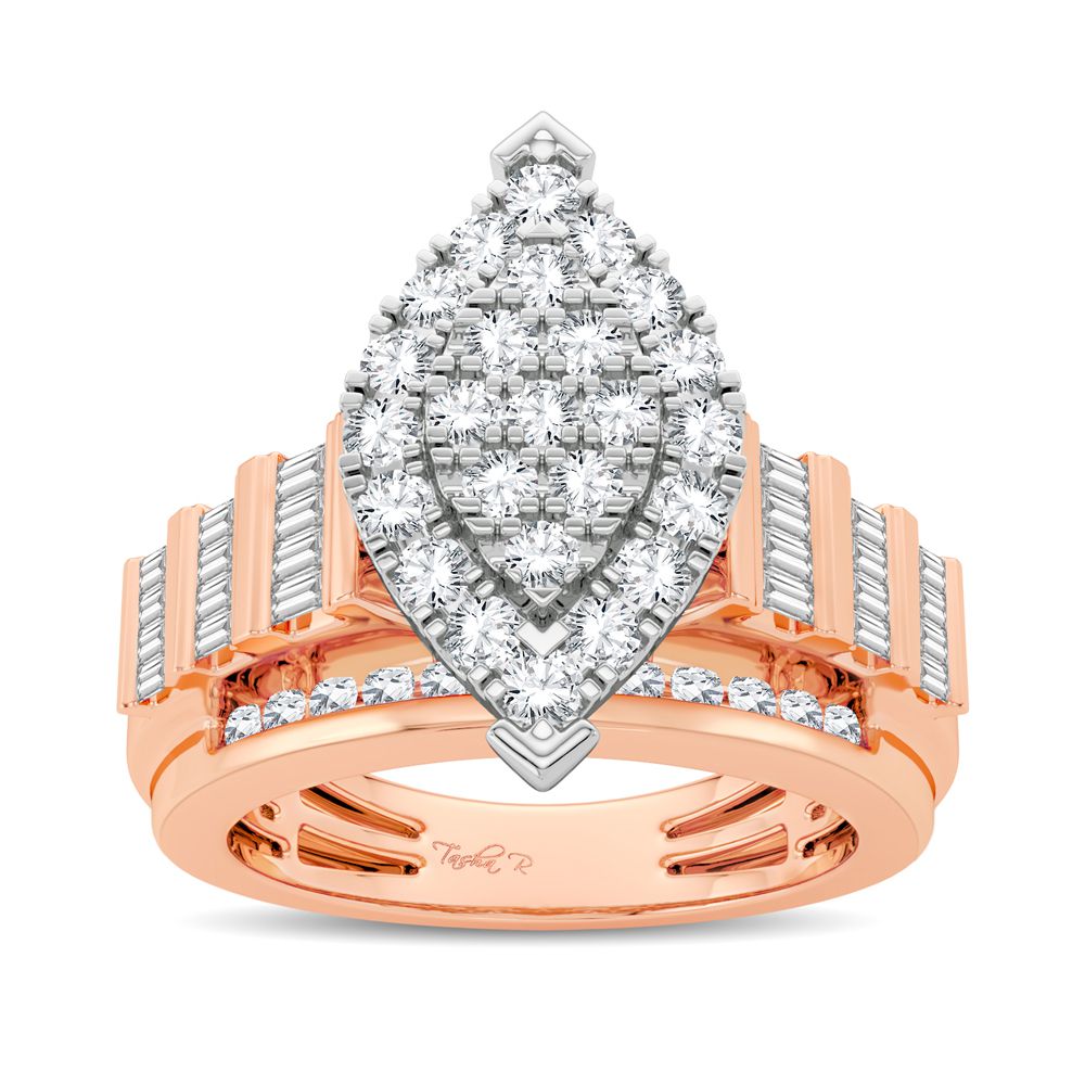 Chic 10k Rose Gold 1CT Lab Diamond Womens Ring