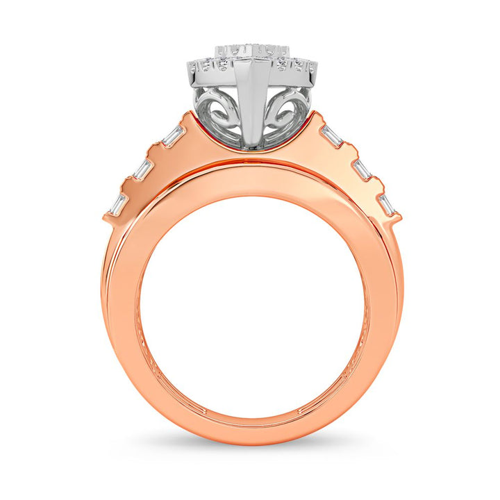 Chic 10k Rose Gold 1CT Lab Diamond Womens Ring