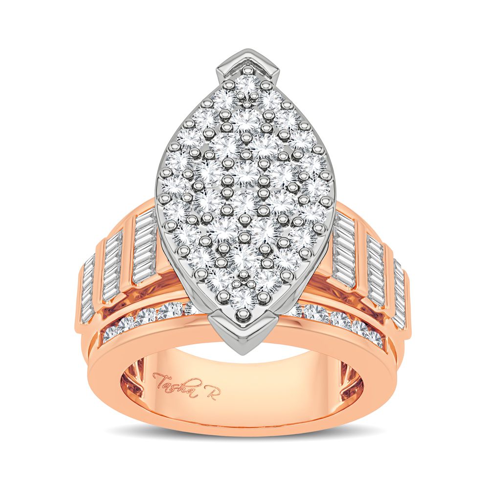 Chic 10k Rose Gold 2.00CT Lab Diamond Womens Fashion Ring