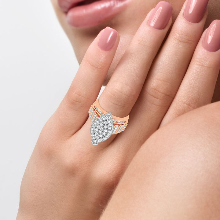 Chic 10k Rose Gold 2.00CT Lab Diamond Womens Fashion Ring