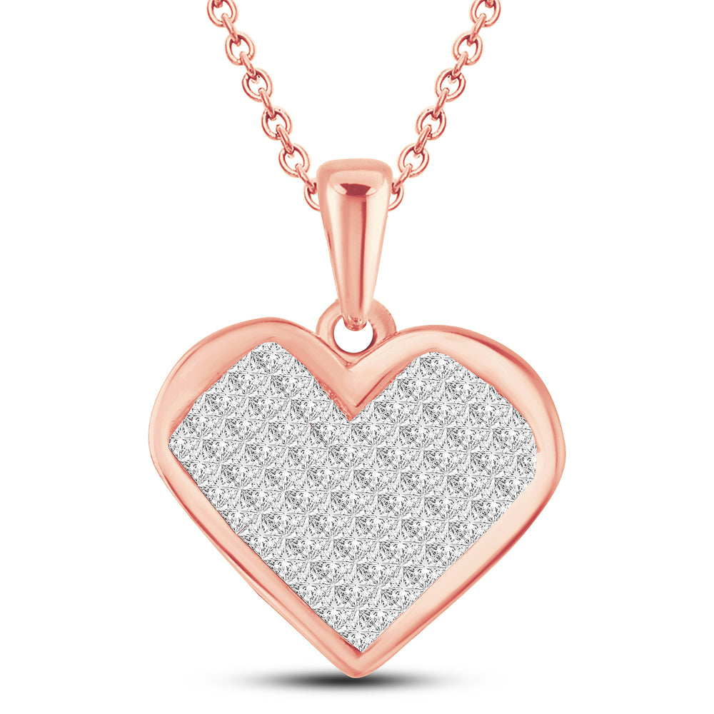 Chic 14k Rose Gold 1CT Lab Diamond Princess Pendant