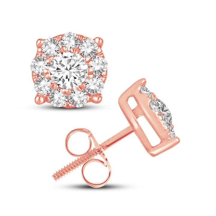 14k Rose Gold Lab Diamond Stud Earrings for Women
