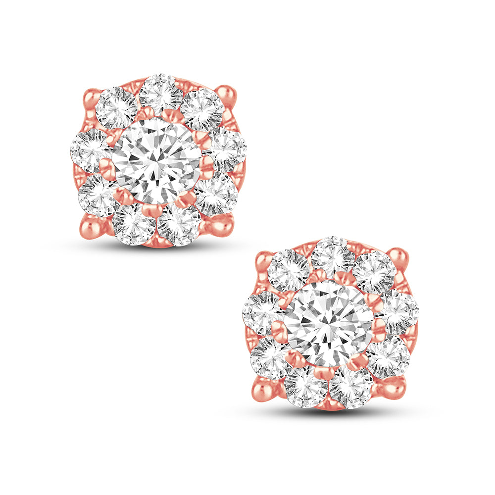14k Rose Gold Lab Diamond Stud Earrings for Women
