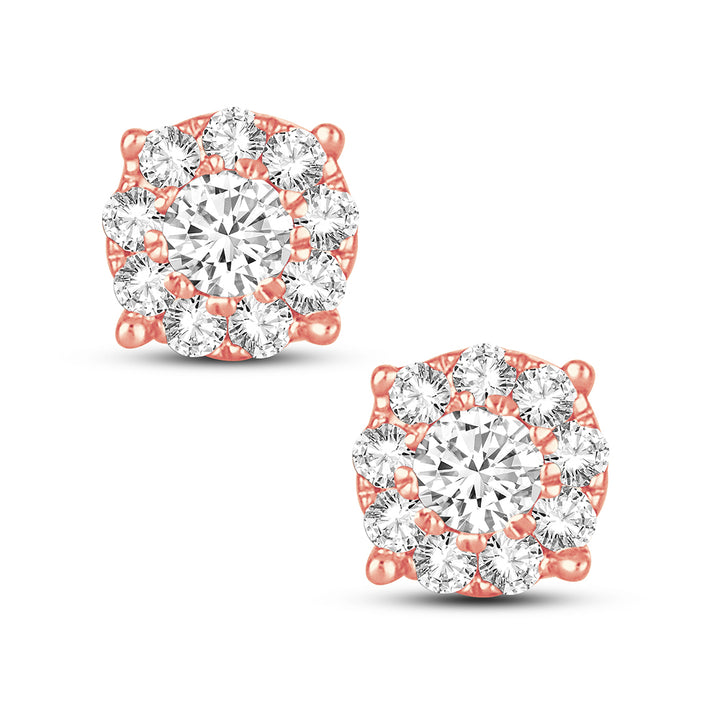 14k Rose Gold Lab Diamond Stud Earrings for Women