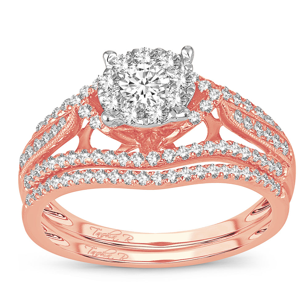 Romantic 14k Rose Gold Lab Diamond Bridal Ring (0.75CT)