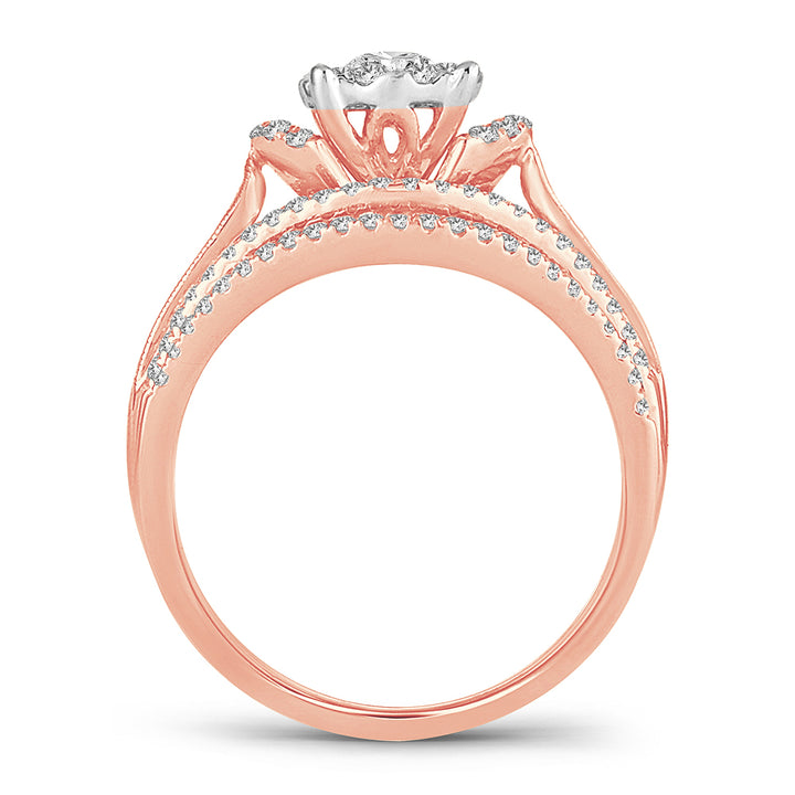 Romantic 14k Rose Gold Lab Diamond Bridal Ring (0.75CT)