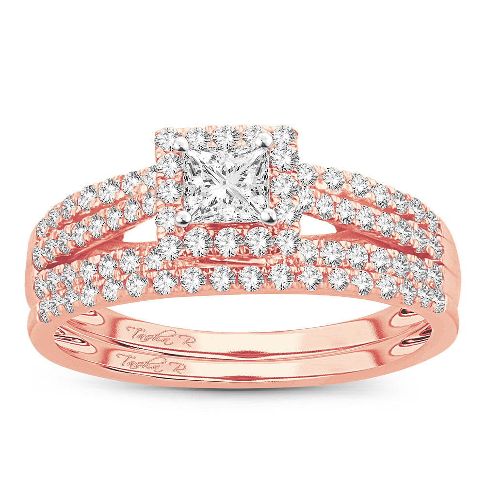 Romantic 14k Rose Gold Lab Diamond Bridal Ring (1.00CT)