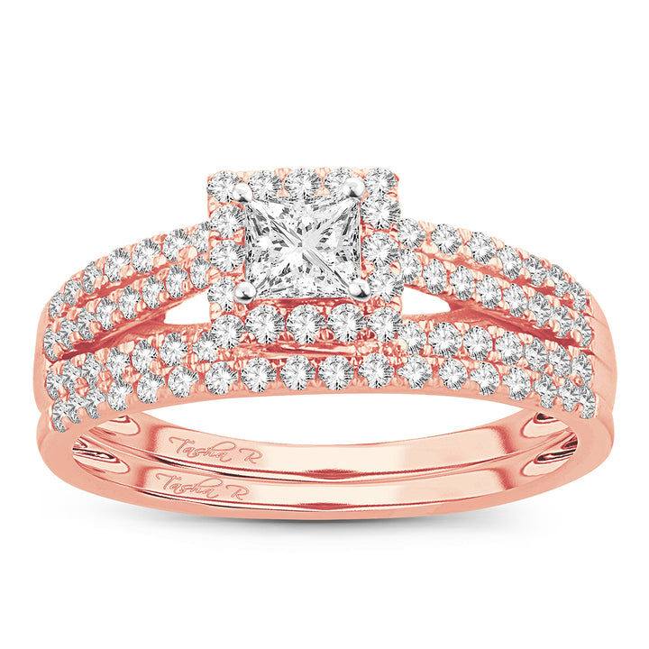 Romantic 14k Rose Gold Lab Diamond Bridal Ring (1.00CT)