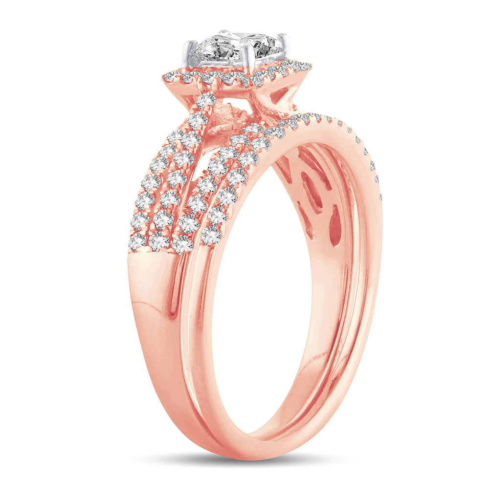 Romantic 14k Rose Gold Lab Diamond Bridal Ring (1.00CT)