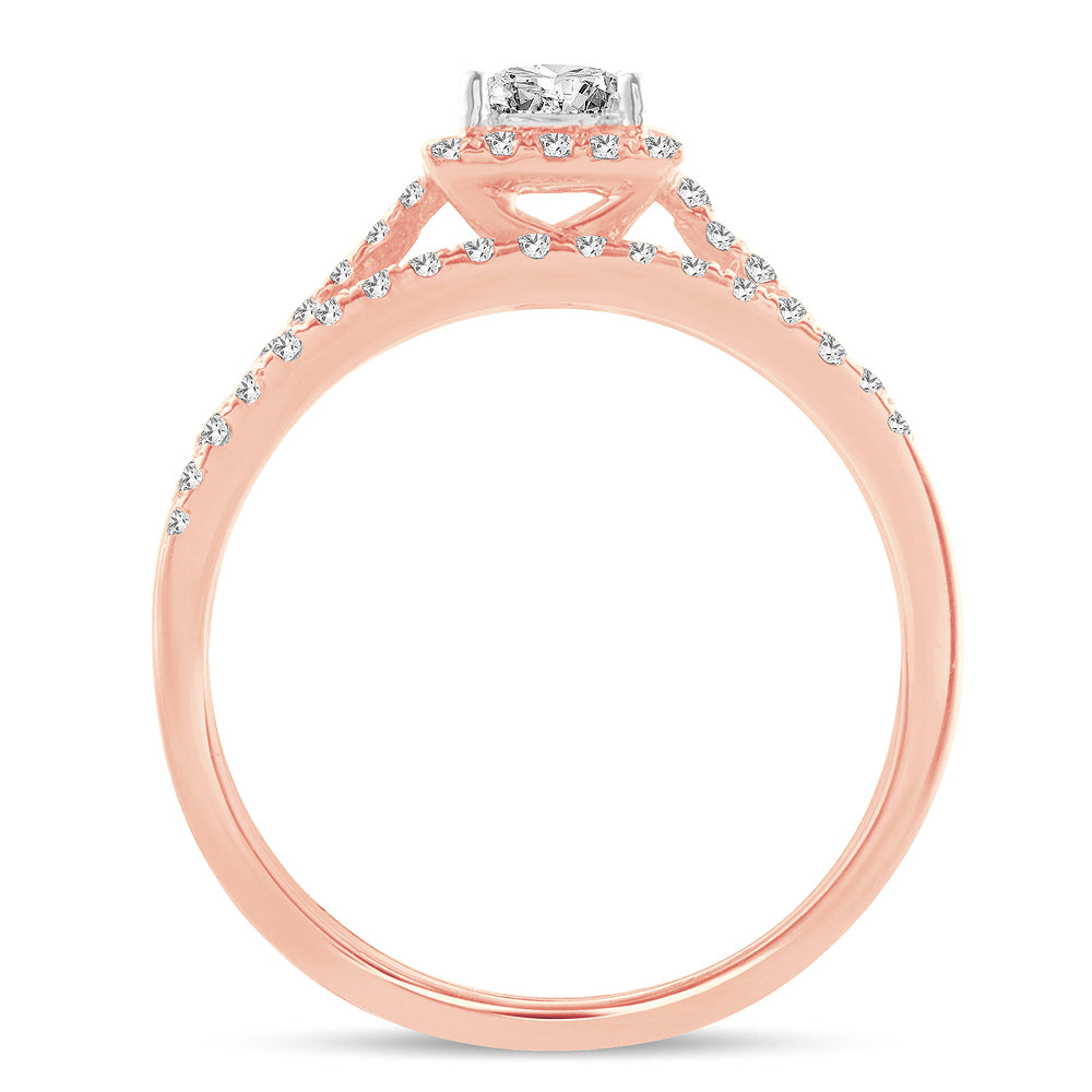 Romantic 14k Rose Gold Lab Diamond Bridal Ring (1.00CT)