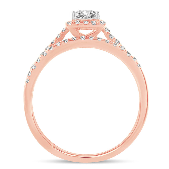 Romantic 14k Rose Gold Lab Diamond Bridal Ring (1.00CT)