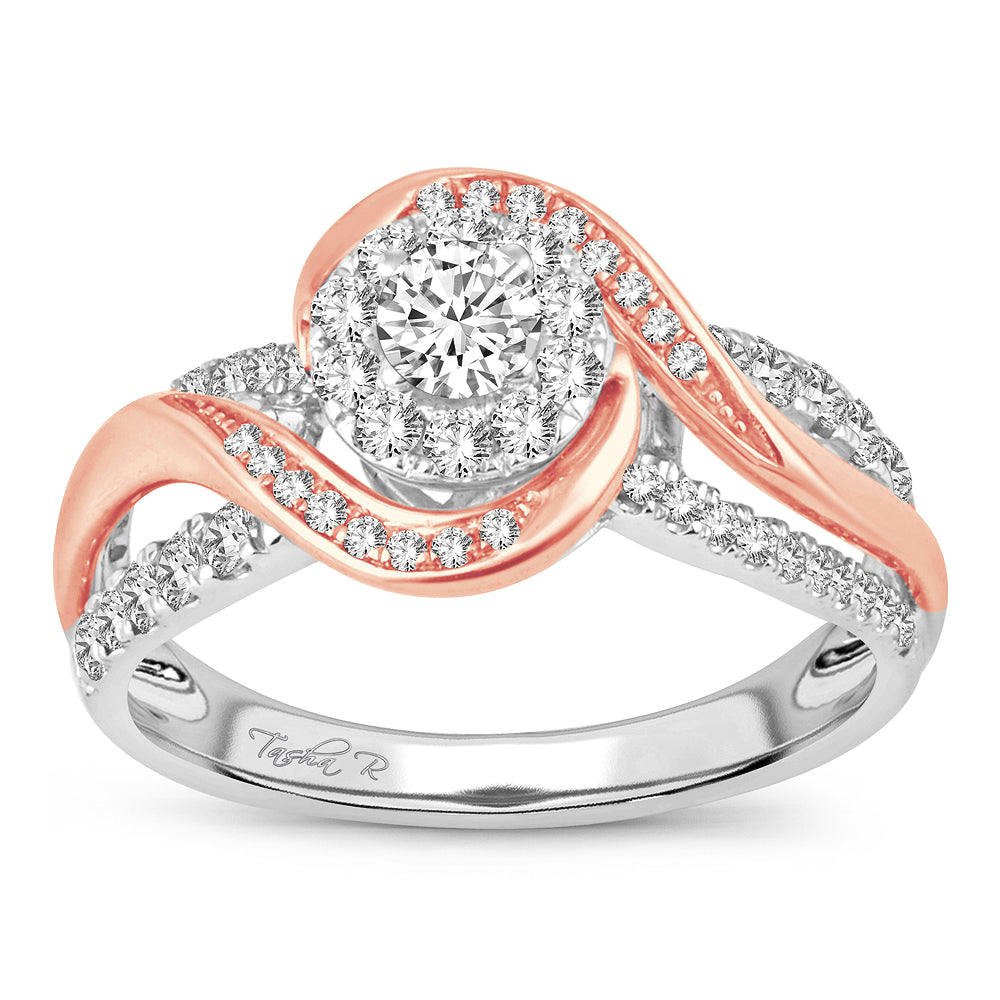 Chic 14k Rose Gold Lab Diamond Womens Fashion Ring 0.75CT