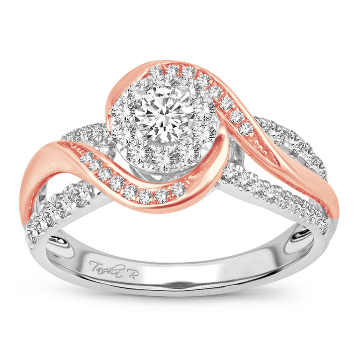 Chic 14k Rose Gold Lab Diamond Womens Fashion Ring 0.75CT