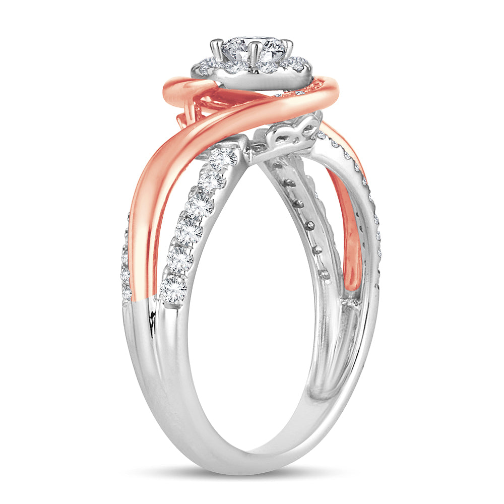 Chic 14k Rose Gold Lab Diamond Womens Fashion Ring 0.75CT
