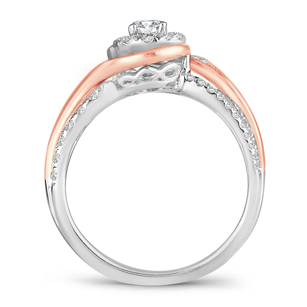 Chic 14k Rose Gold Lab Diamond Womens Fashion Ring 0.75CT
