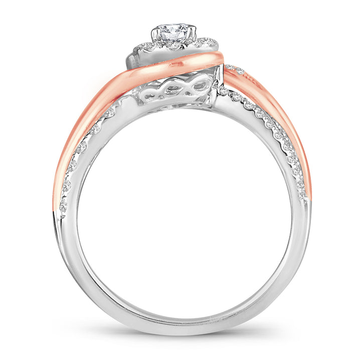Chic 14k Rose Gold Lab Diamond Womens Fashion Ring 0.75CT