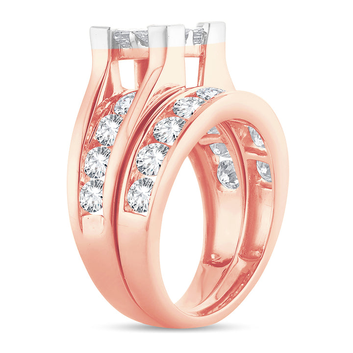14k Rose Gold 3CT Lab Diamond Bridal Engagement Ring