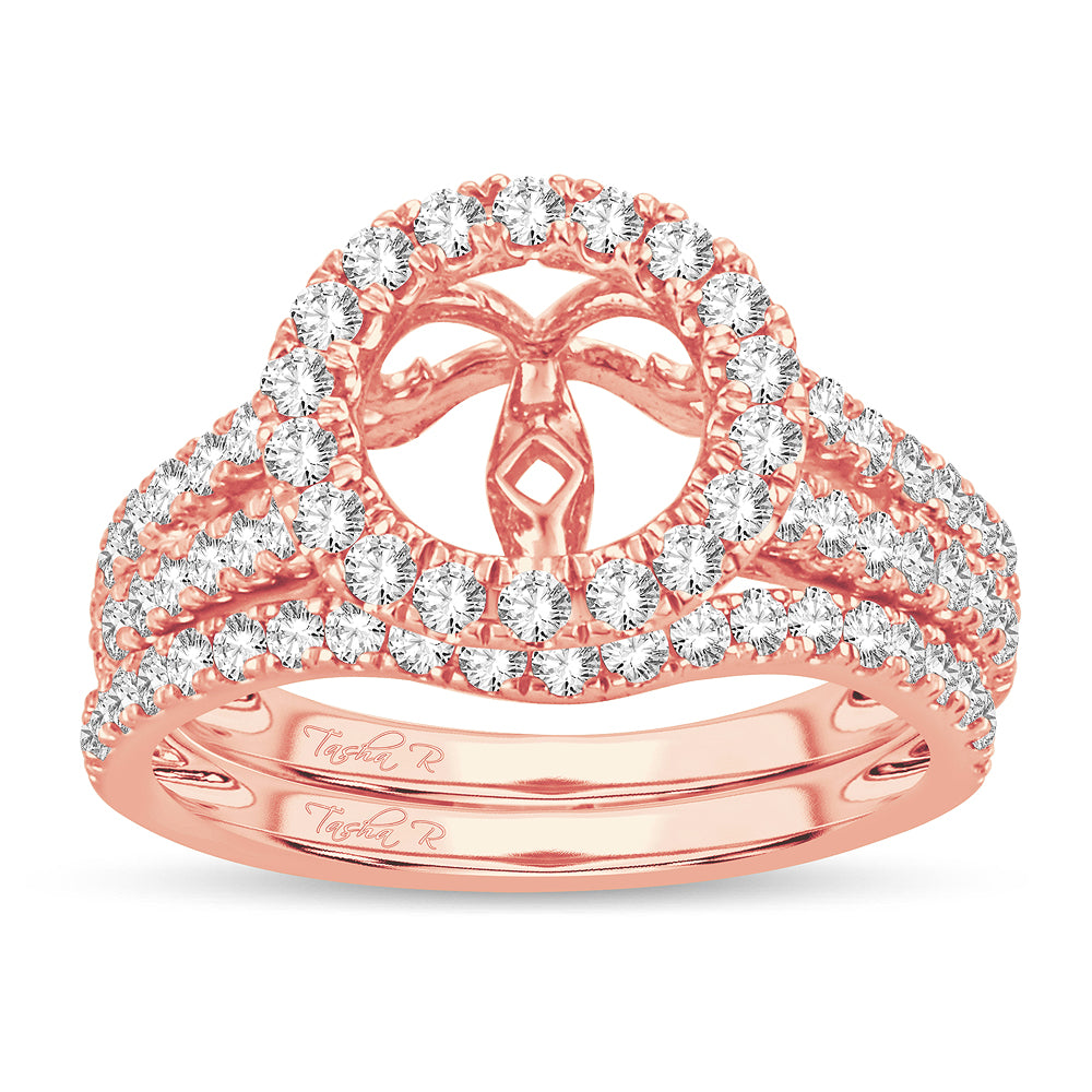 Romantic 14k Rose Gold Lab Diamond Semi-Mount Engagement Ring