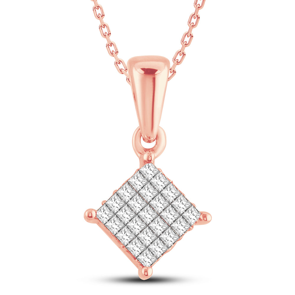 Delicate 10k Rose Gold 0.25ct Lab Diamond Pendant Necklace