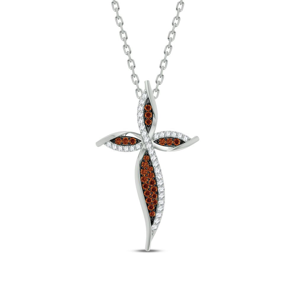 14k White Gold Lab Diamond Religious Pendant for Women