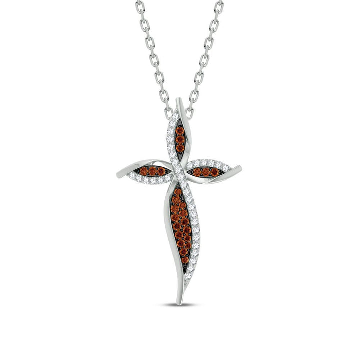 14k White Gold Lab Diamond Religious Pendant for Women