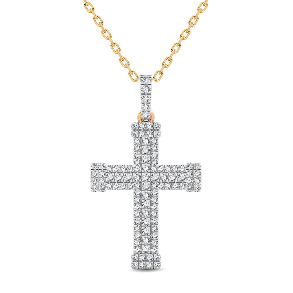 14K Yellow Gold Lab Diamond Religious Pendant for Women