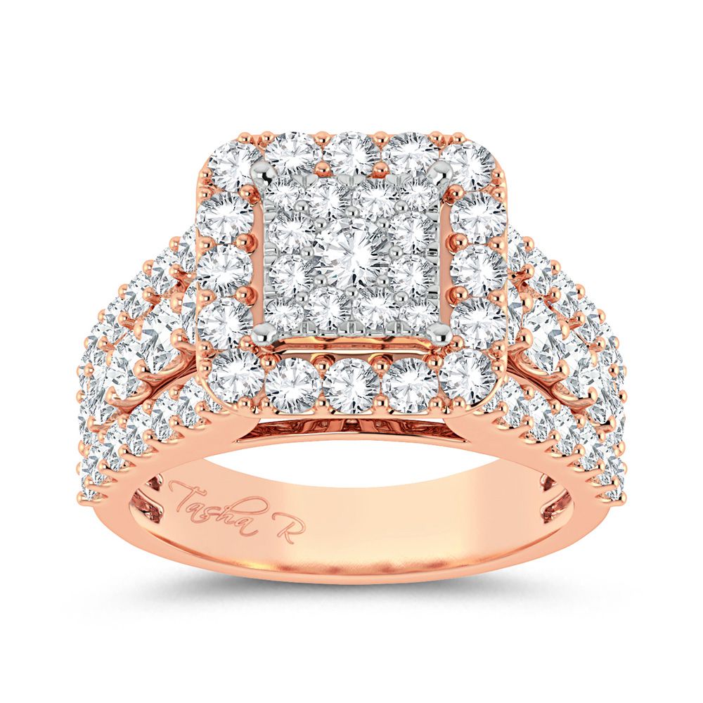 Chic 14k Rose Gold Lab Diamond Womens Statement Ring