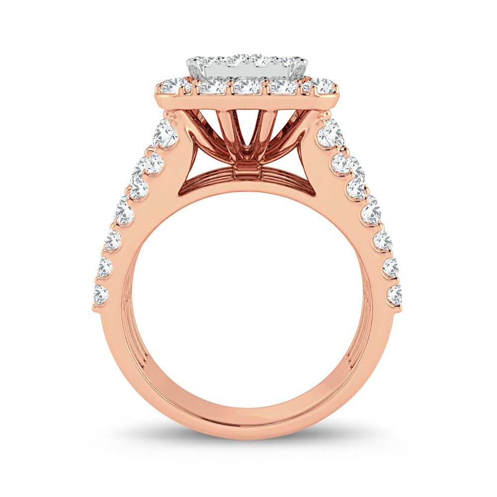 Chic 14k Rose Gold Lab Diamond Womens Statement Ring