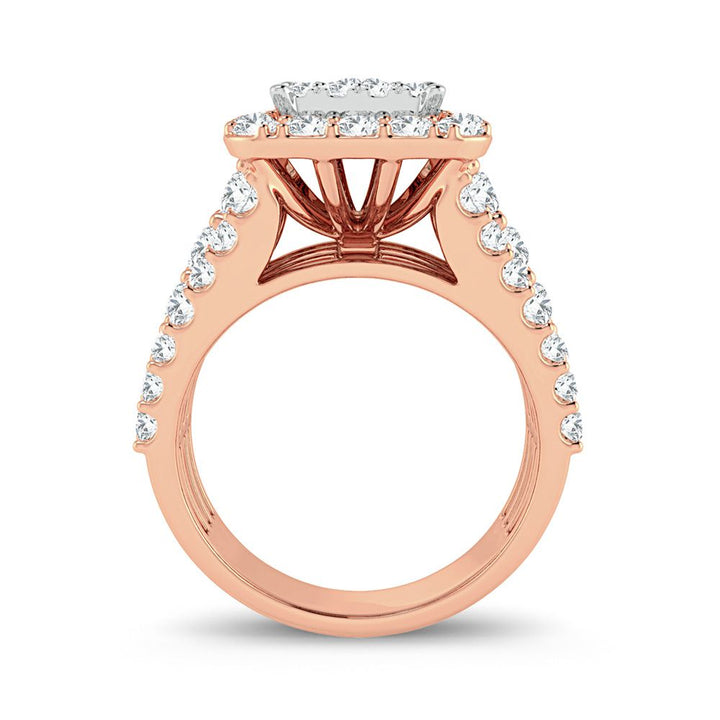 Chic 14k Rose Gold Lab Diamond Womens Statement Ring