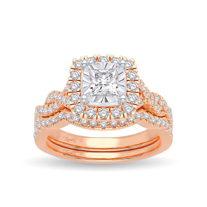 Romantic 14k Rose Gold Lab Diamond Bridal Ring (0.62CT)