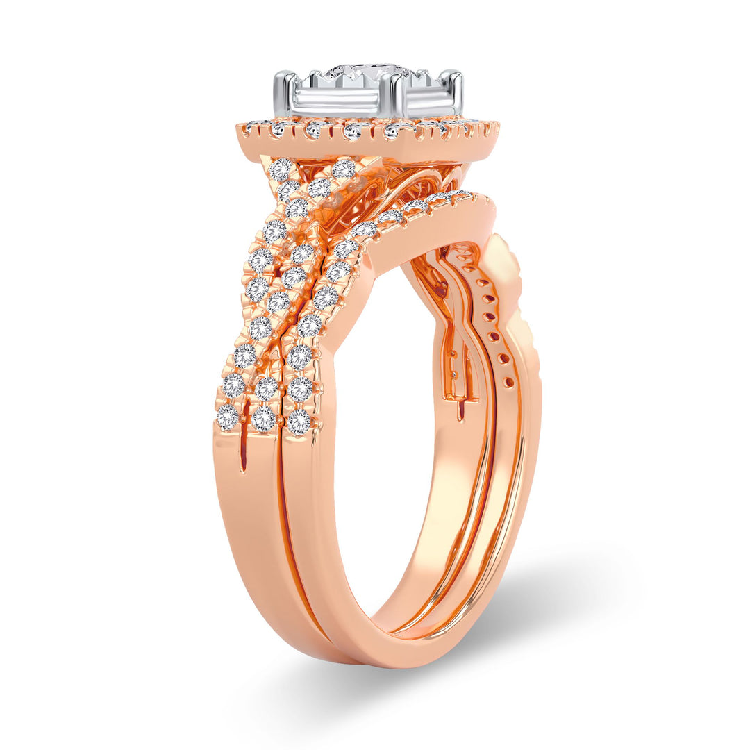 Romantic 14k Rose Gold Lab Diamond Bridal Ring (0.62CT)
