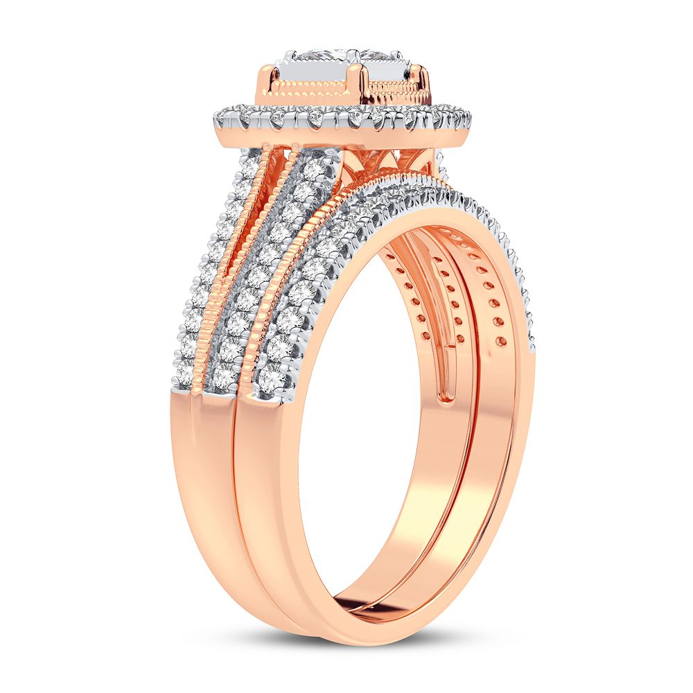 Romantic Rose Gold Lab Diamond Bridal Ring
