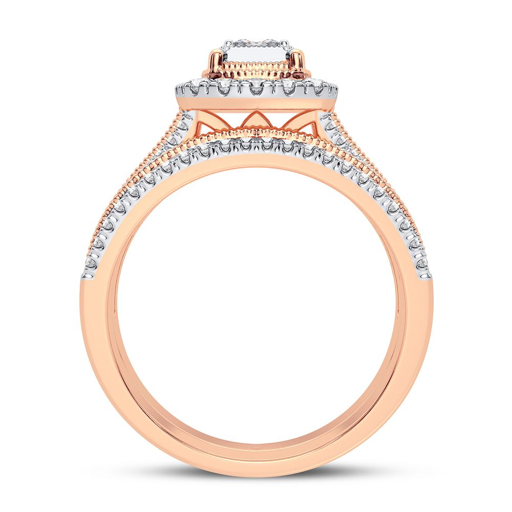 Romantic Rose Gold Lab Diamond Bridal Ring