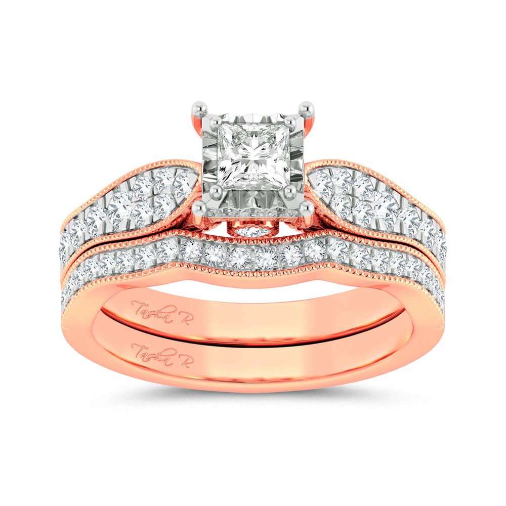 Romantic 14k Rose Gold Lab Diamond Bridal Ring (0.9ct)