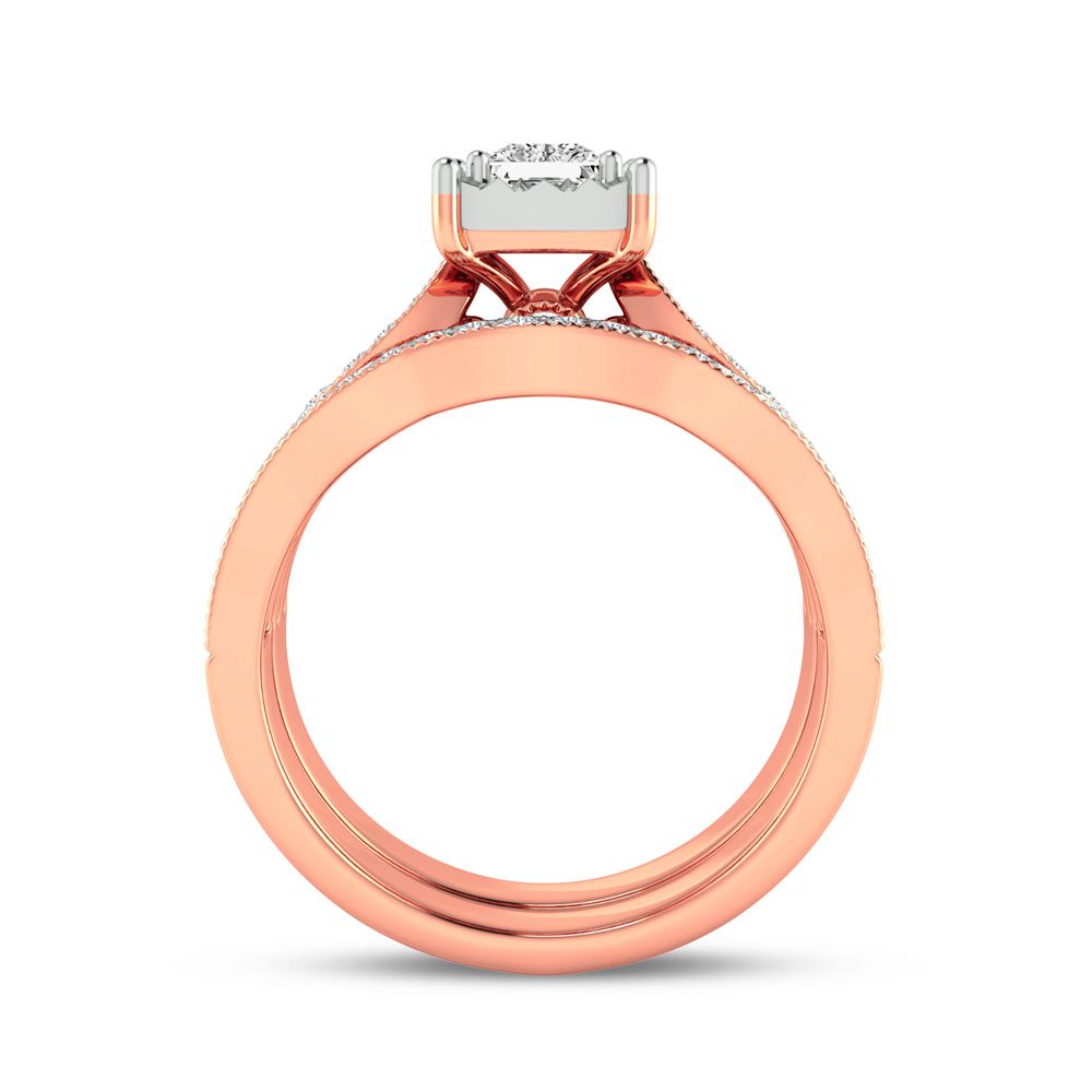 Romantic 14k Rose Gold Lab Diamond Bridal Ring (0.9ct)
