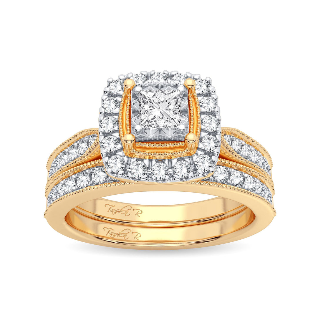 Elegant 14K Yellow Gold Lab Diamond Bridal Ring