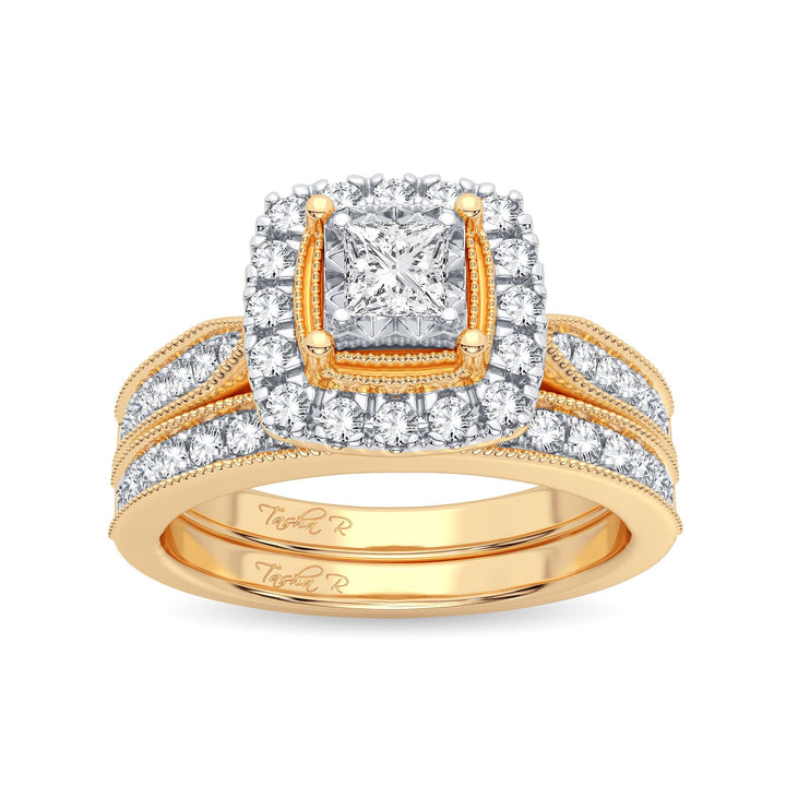 Elegant 14K Yellow Gold Lab Diamond Bridal Ring