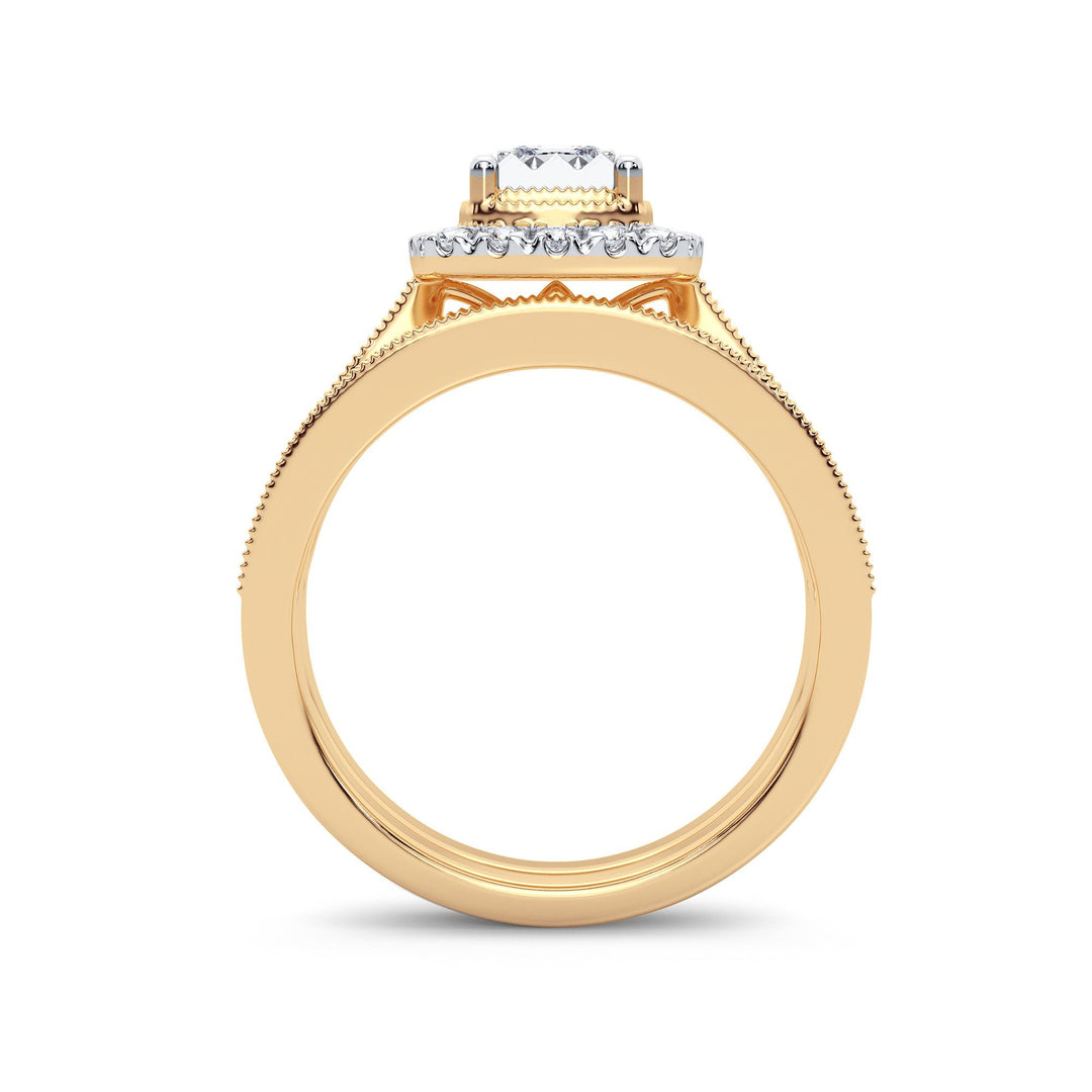Elegant 14K Yellow Gold Lab Diamond Bridal Ring
