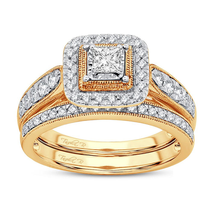 14K Yellow Gold 0.75CT Lab Diamond Womens Bridal Ring