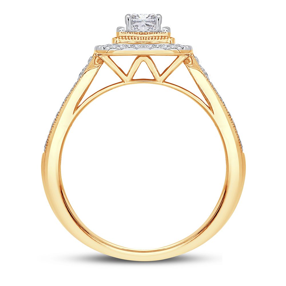 14K Yellow Gold 0.75CT Lab Diamond Womens Bridal Ring