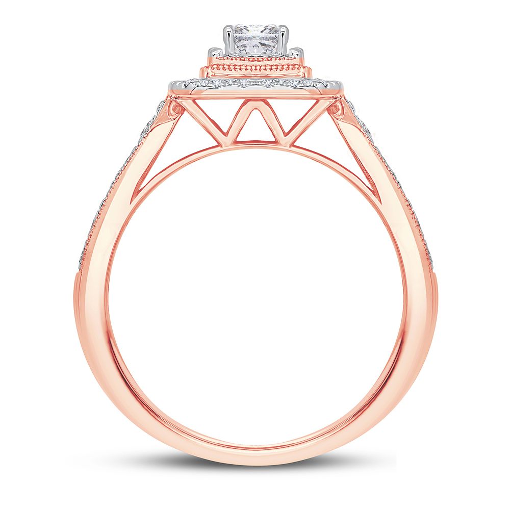 Timeless 14k Rose Gold 0.75CT Lab Diamond Engagement Ring