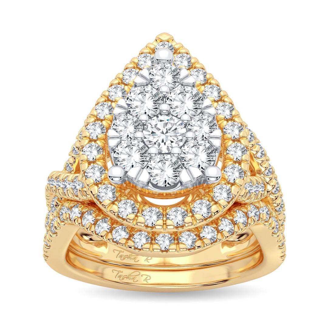 14K Yellow Gold 2CT Lab Diamond Bridal Engagement Ring