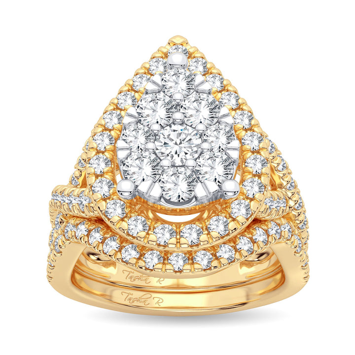 14K Yellow Gold 2CT Lab Diamond Bridal Engagement Ring