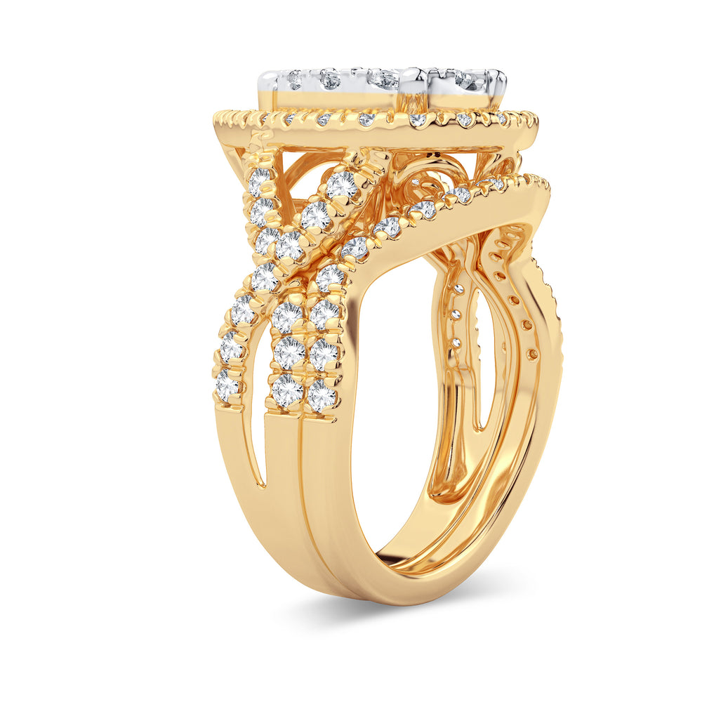 14K Yellow Gold 2CT Lab Diamond Bridal Engagement Ring