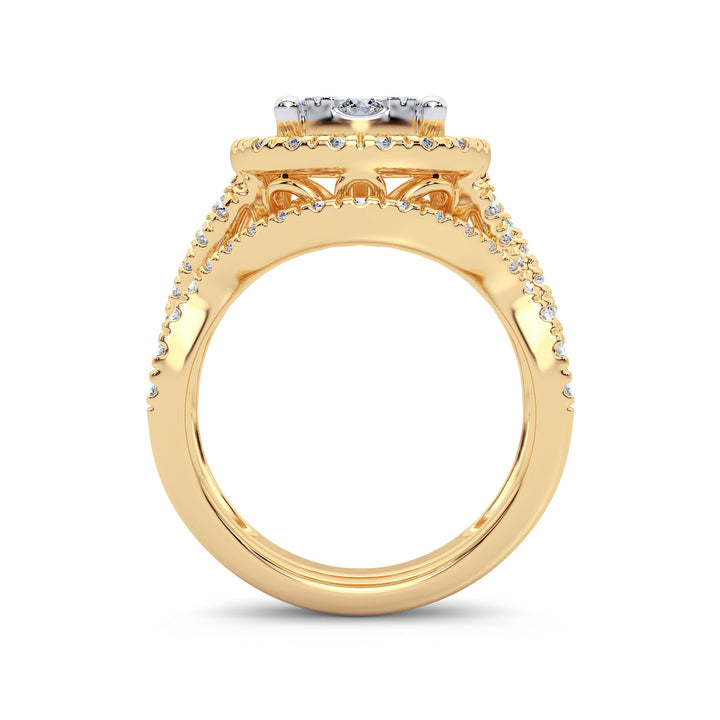 14K Yellow Gold 2CT Lab Diamond Bridal Engagement Ring