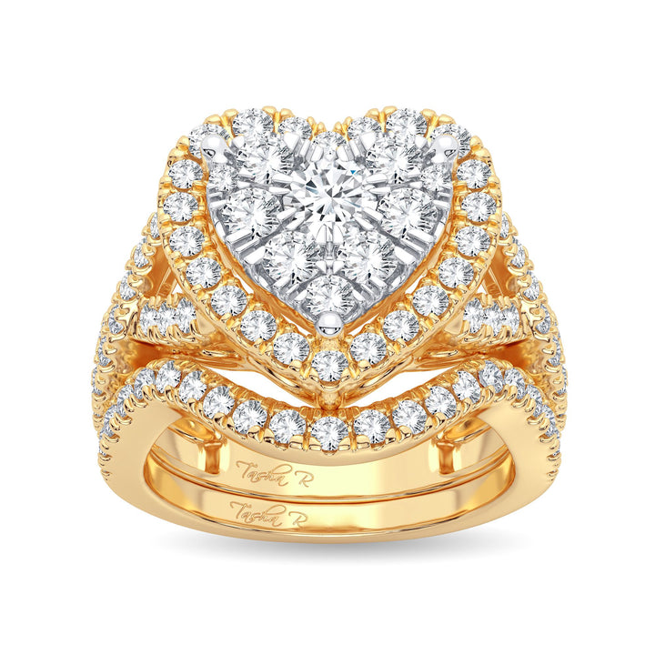 14K Yellow Gold 2CT Lab Diamond Bridal Ring Set